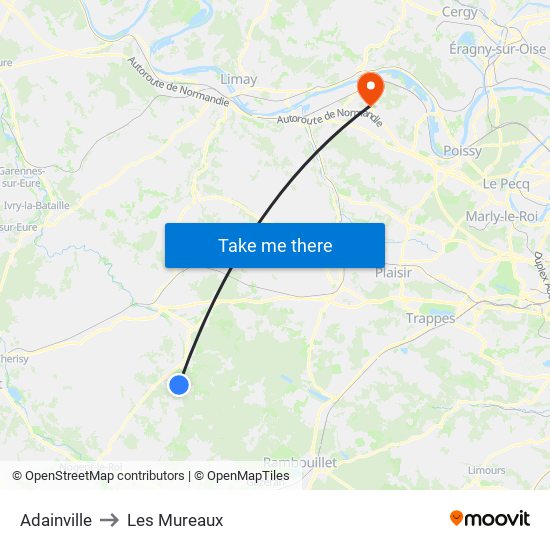 Adainville to Les Mureaux map
