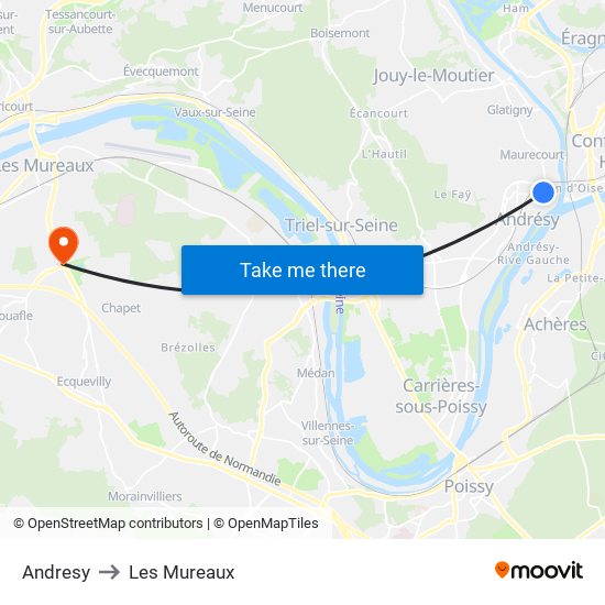 Andresy to Les Mureaux map