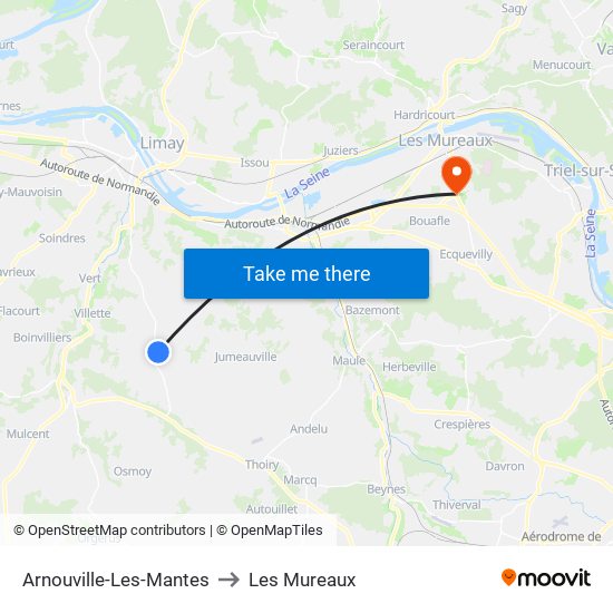 Arnouville-Les-Mantes to Les Mureaux map