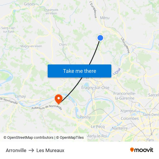 Arronville to Les Mureaux map