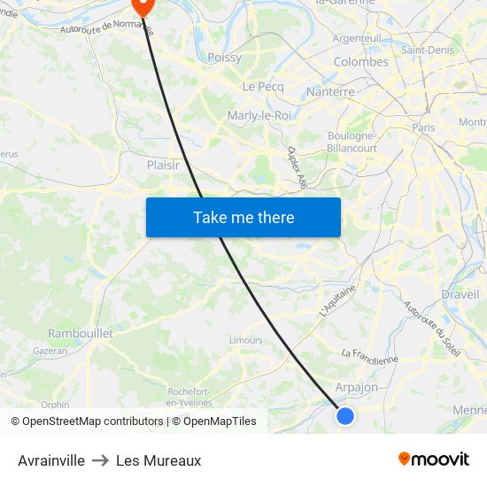 Avrainville to Les Mureaux map