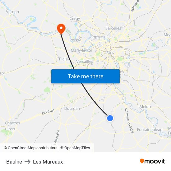 Baulne to Les Mureaux map