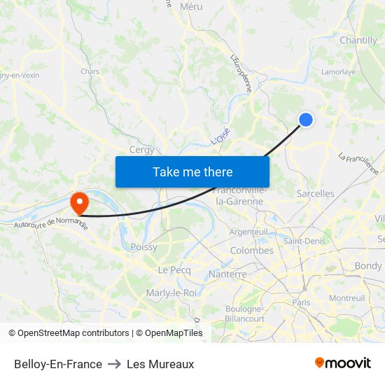 Belloy-En-France to Les Mureaux map