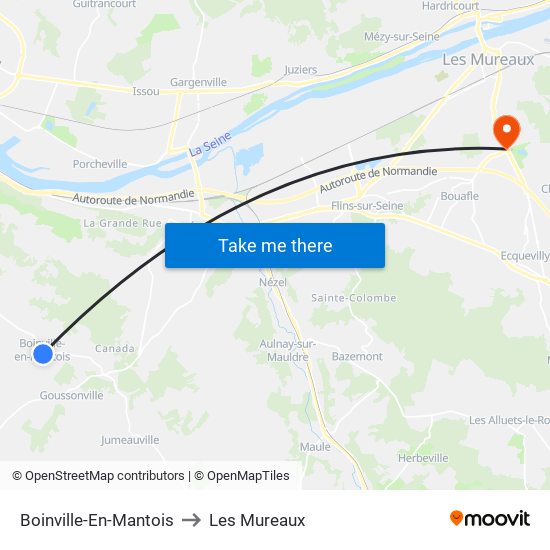 Boinville-En-Mantois to Les Mureaux map