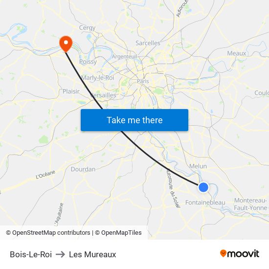 Bois-Le-Roi to Les Mureaux map