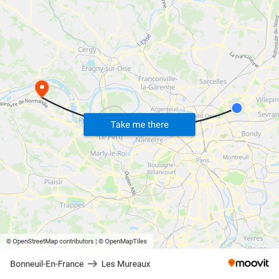 Bonneuil-En-France to Les Mureaux map