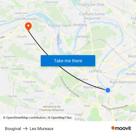 Bougival to Les Mureaux map
