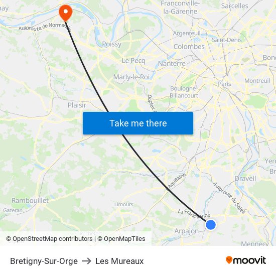 Bretigny-Sur-Orge to Les Mureaux map