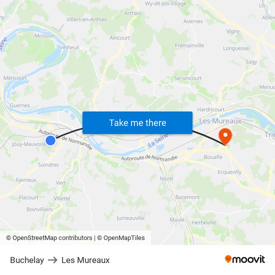 Buchelay to Les Mureaux map