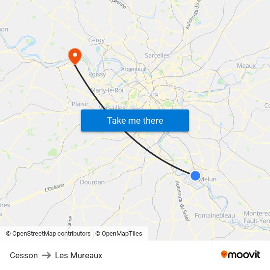 Cesson to Les Mureaux map