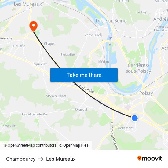 Chambourcy to Les Mureaux map