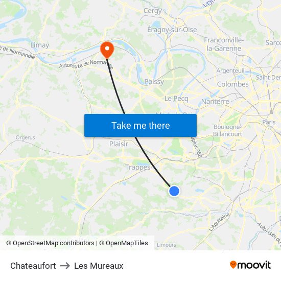 Chateaufort to Les Mureaux map