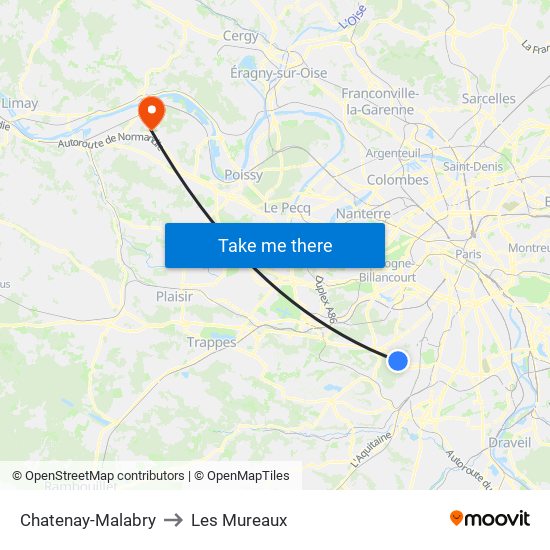 Chatenay-Malabry to Les Mureaux map