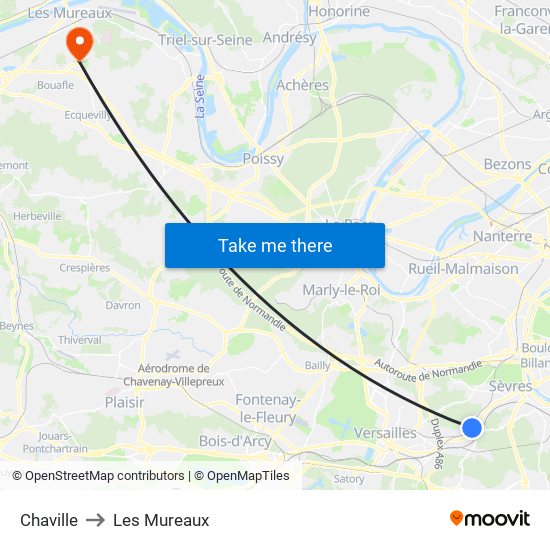 Chaville to Les Mureaux map