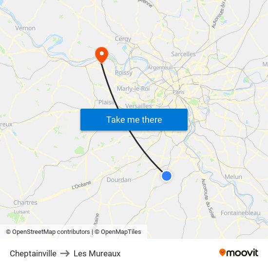 Cheptainville to Les Mureaux map