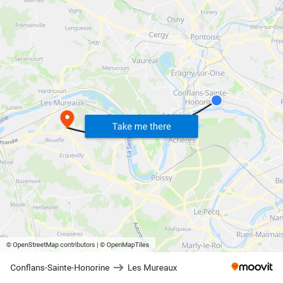 Conflans-Sainte-Honorine to Les Mureaux map