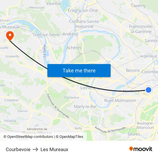 Courbevoie to Les Mureaux map