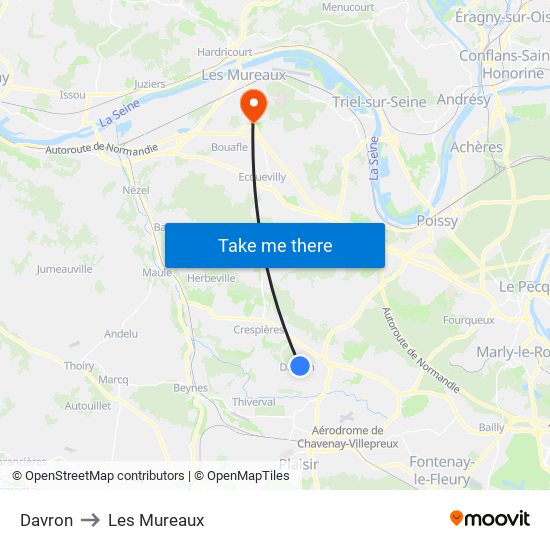 Davron to Les Mureaux map