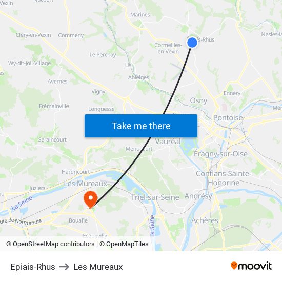 Epiais-Rhus to Les Mureaux map