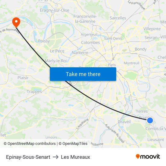 Epinay-Sous-Senart to Les Mureaux map