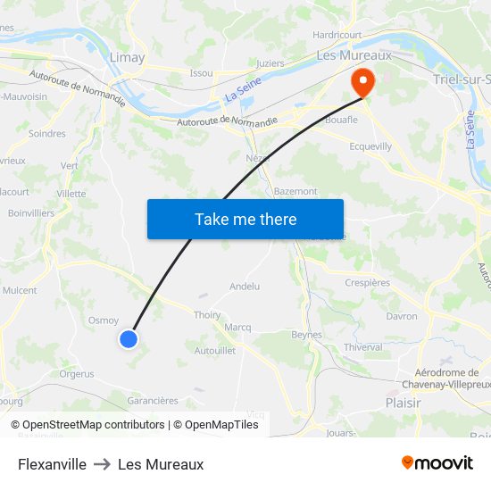 Flexanville to Les Mureaux map