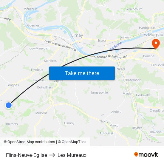Flins-Neuve-Eglise to Les Mureaux map