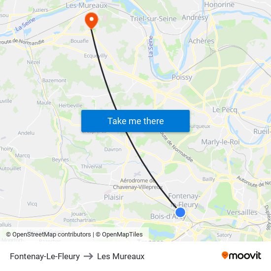 Fontenay-Le-Fleury to Les Mureaux map