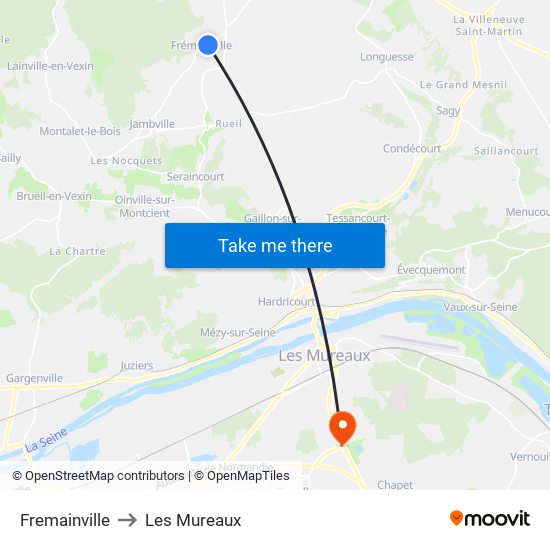 Fremainville to Les Mureaux map