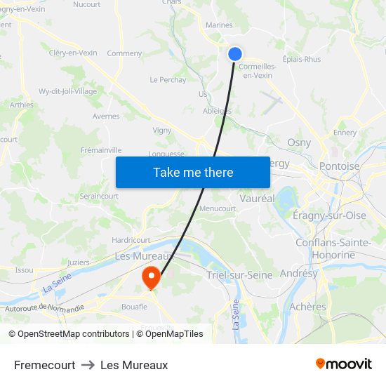 Fremecourt to Les Mureaux map