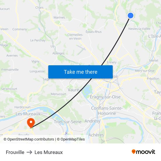 Frouville to Les Mureaux map