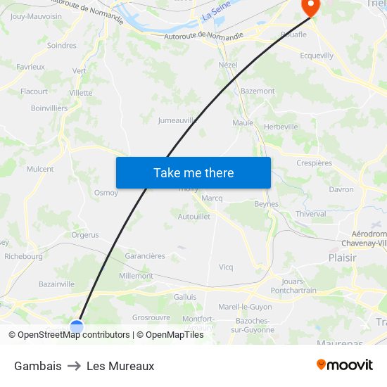 Gambais to Les Mureaux map