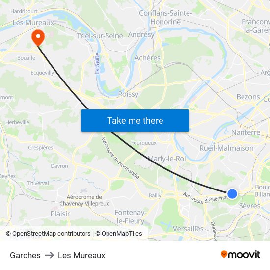 Garches to Les Mureaux map
