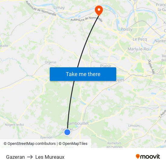 Gazeran to Les Mureaux map