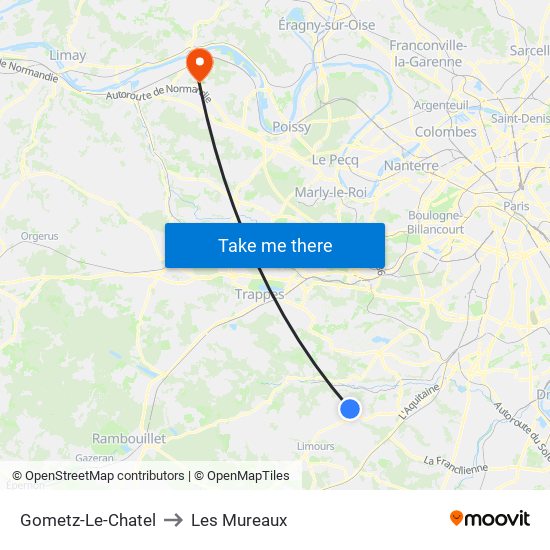 Gometz-Le-Chatel to Les Mureaux map