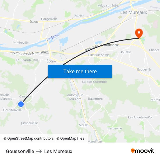 Goussonville to Les Mureaux map