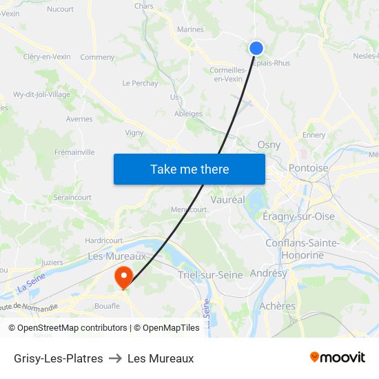 Grisy-Les-Platres to Les Mureaux map