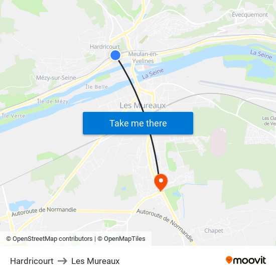Hardricourt to Les Mureaux map