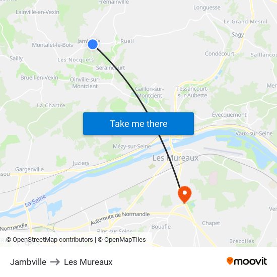 Jambville to Les Mureaux map