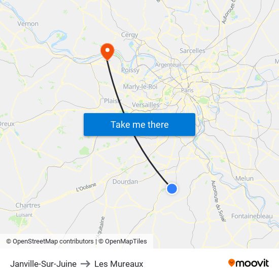 Janville-Sur-Juine to Les Mureaux map