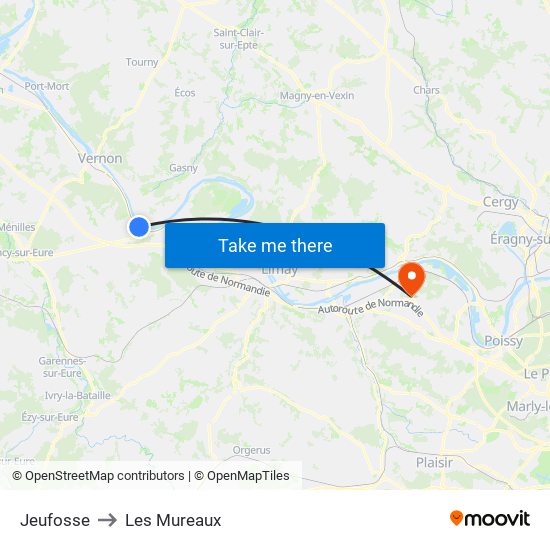 Jeufosse to Les Mureaux map