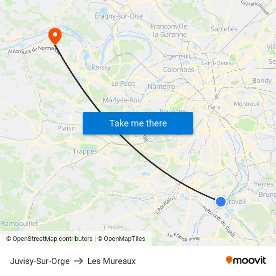 Juvisy-Sur-Orge to Les Mureaux map