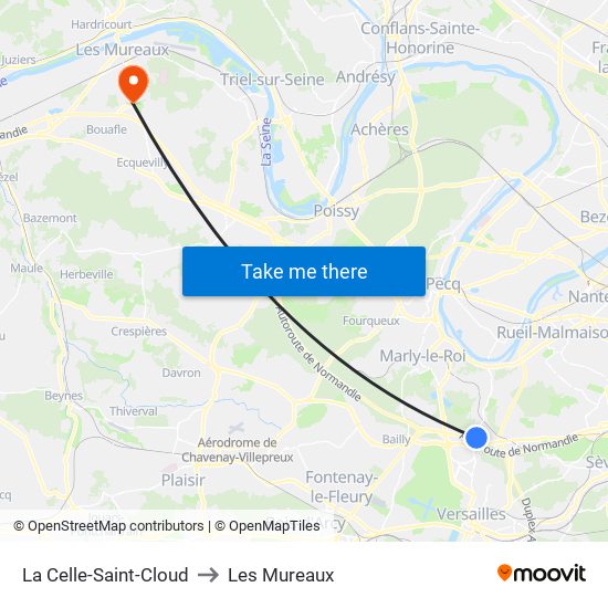 La Celle-Saint-Cloud to Les Mureaux map