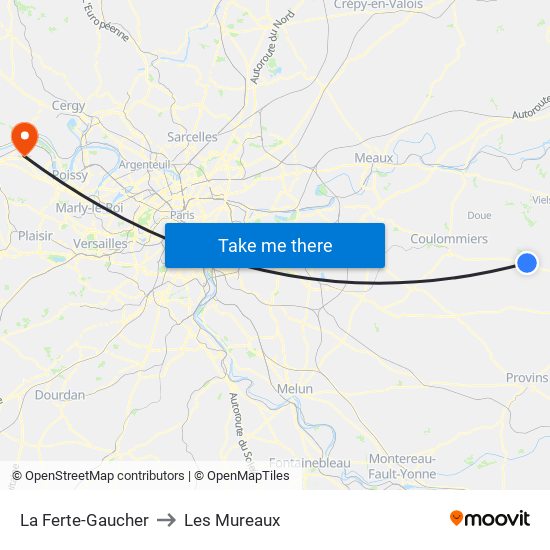 La Ferte-Gaucher to Les Mureaux map