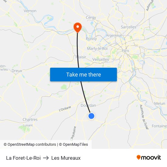 La Foret-Le-Roi to Les Mureaux map