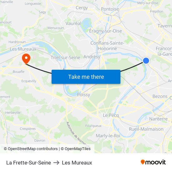 La Frette-Sur-Seine to Les Mureaux map