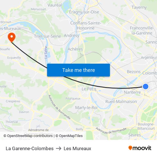 La Garenne-Colombes to Les Mureaux map