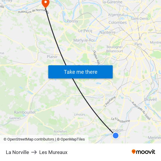 La Norville to Les Mureaux map
