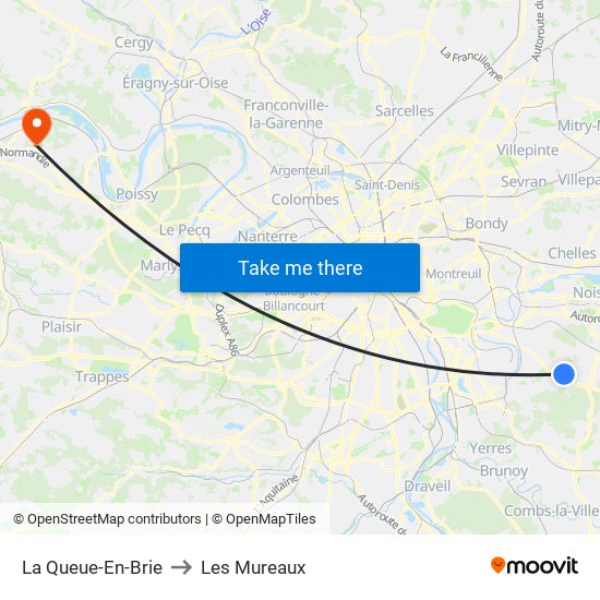 La Queue-En-Brie to Les Mureaux map