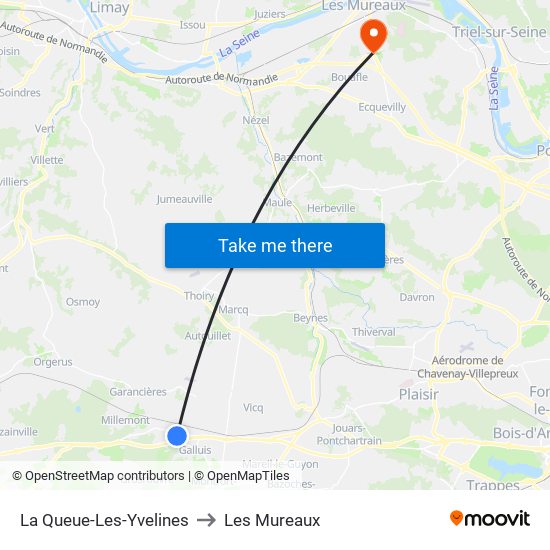La Queue-Les-Yvelines to Les Mureaux map