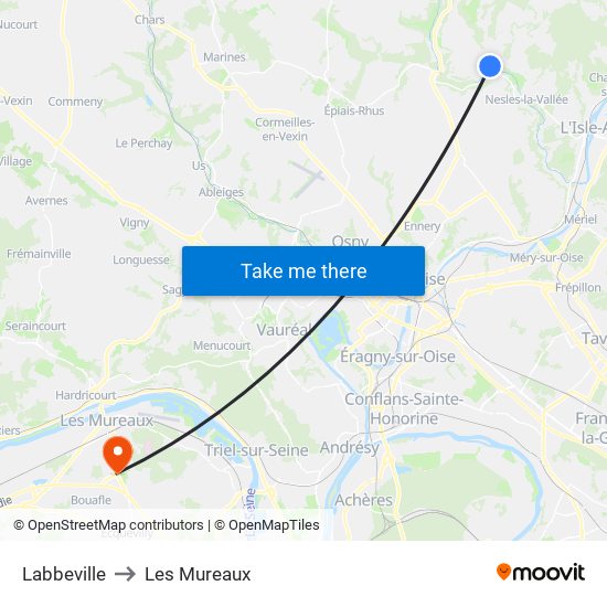 Labbeville to Les Mureaux map
